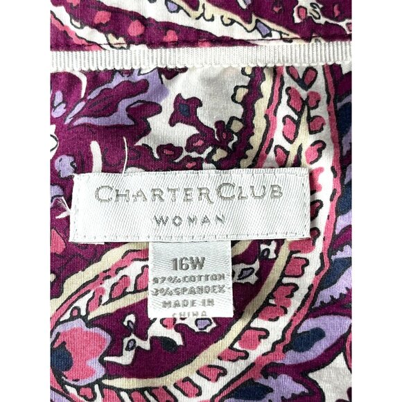 Charter Club Paisley Button Down Blouse, Women's Size 16W - Picture 10 of 11